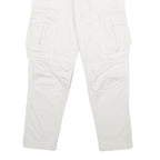 ZARA Mens White Cotton Blend Regular Cargo Trousers W30 L30 Utility Pockets Zip