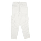 ZARA Mens White Cotton Blend Regular Cargo Trousers W30 L30 Utility Pockets Zip