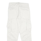 ZARA Mens White Cotton Blend Regular Cargo Trousers W30 L30 Utility Pockets Zip