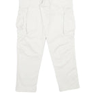 ZARA Mens White Cotton Blend Regular Cargo Trousers W30 L30 Utility Pockets Zip
