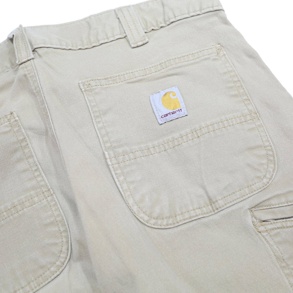 CARHARTT Mens Relaxed Beige Cotton Blend Trousers W32 L27 Workwear Zip Closure