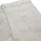 CARHARTT Mens Relaxed Beige Cotton Blend Trousers W32 L27 Workwear Zip Closure