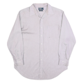 RALPH LAUREN Mens White & Pink Stripe Shirt L Classic Fit Cotton Long Sleeve