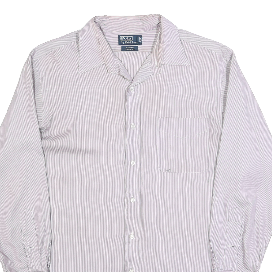 RALPH LAUREN Mens White & Pink Stripe Shirt L Classic Fit Cotton Long Sleeve