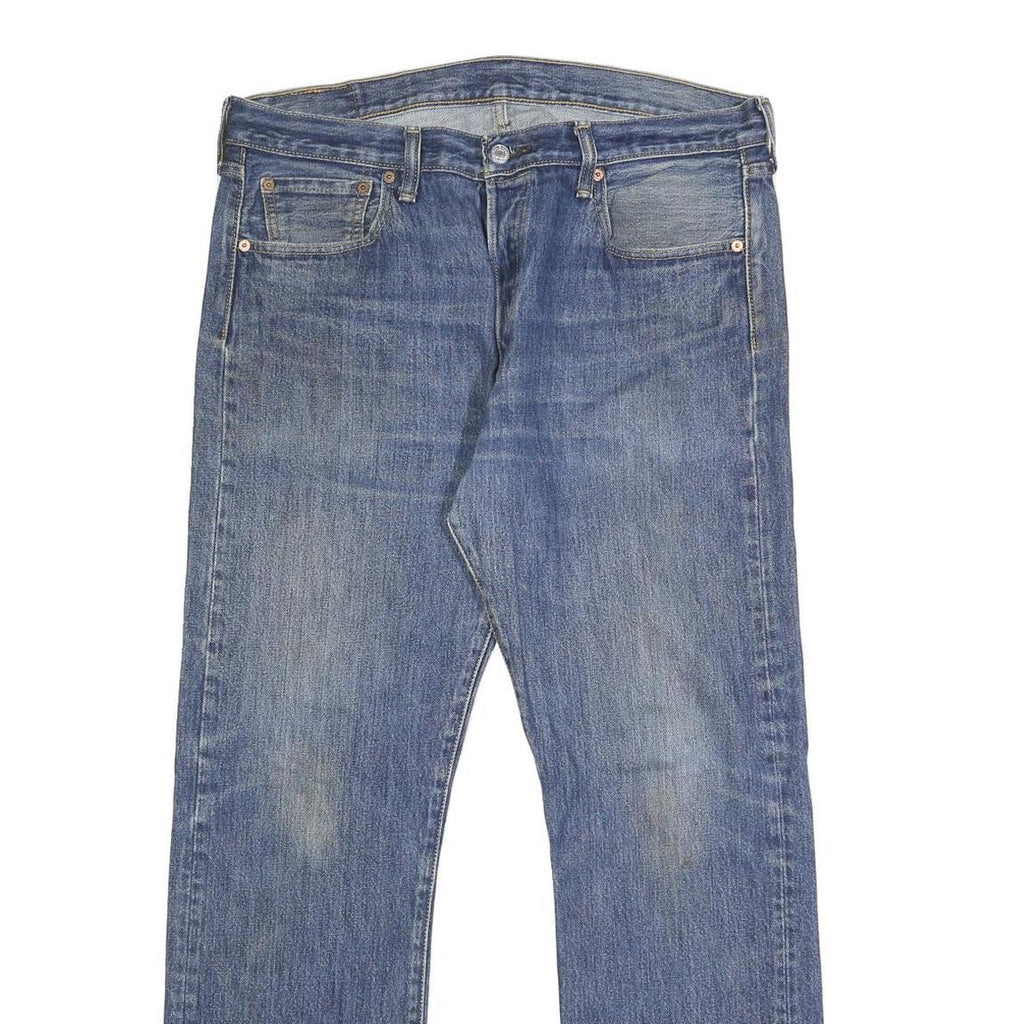 LEVI'S 501 Mens Jeans Blue Regular Straight Denim Medium W35 L32 Classic Button