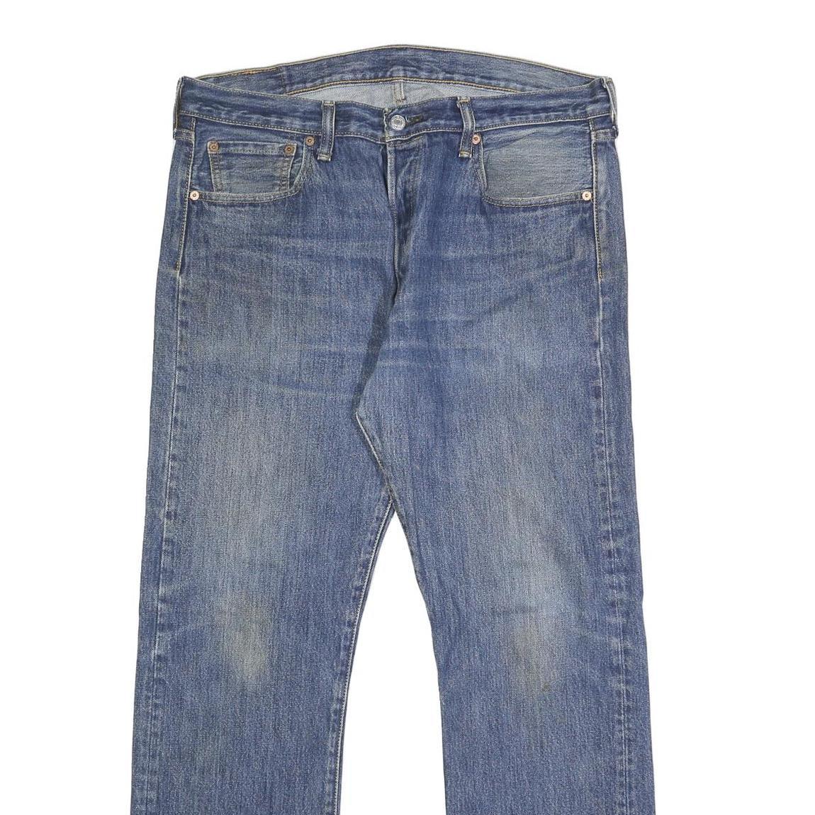 LEVI'S 501 Mens Jeans Blue Regular Straight Denim Medium W35 L32 Classic Button