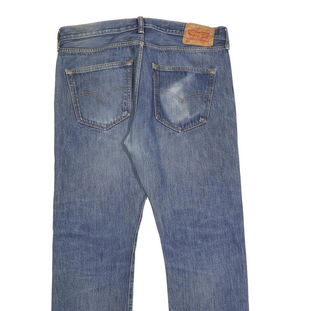 LEVI'S 501 Mens Jeans Blue Regular Straight Denim Medium W35 L32 Classic Button