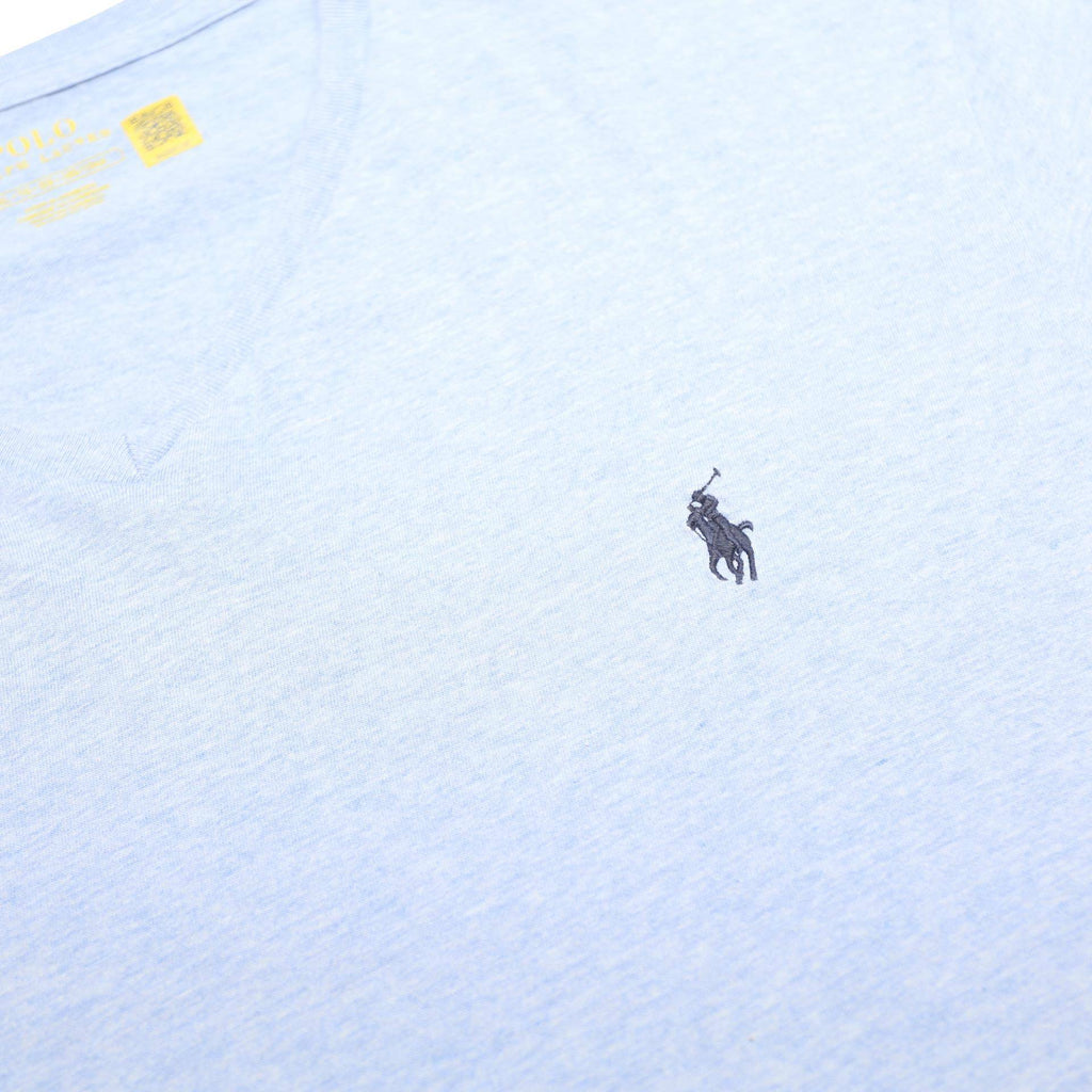 POLO RALPH LAUREN Mens Blue V-Neck Cotton T-Shirt XL Classic