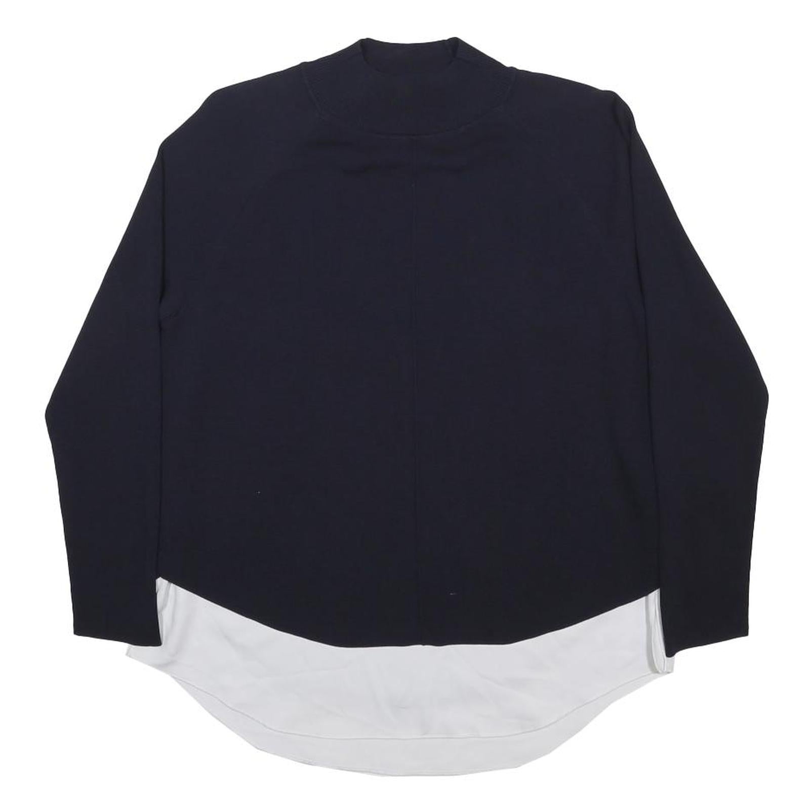 TED BAKER Womens Navy & White Plain Pullover Crew Neck Basic Knit M Layered Look