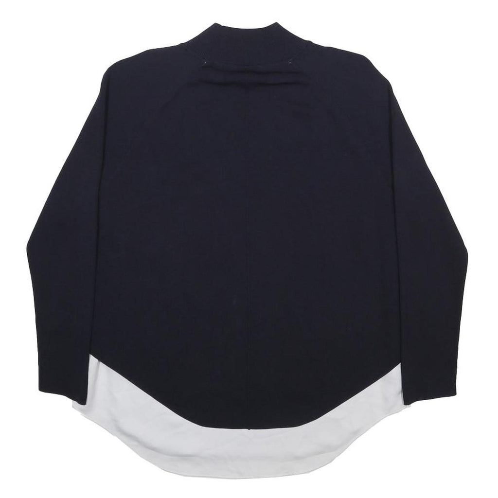 TED BAKER Womens Navy & White Plain Pullover Crew Neck Basic Knit M Layered Look