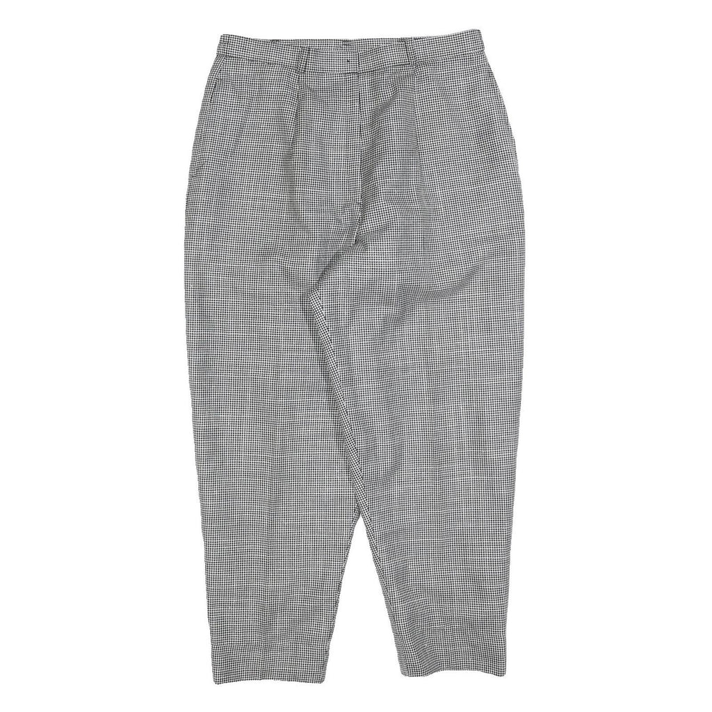 Womens Black White Checked Regular Fit Straight Trousers W30 L25 Zip Waistband