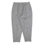 Womens Black White Checked Regular Fit Straight Trousers W30 L25 Zip Waistband