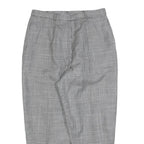 Womens Black White Checked Regular Fit Straight Trousers W30 L25 Zip Waistband