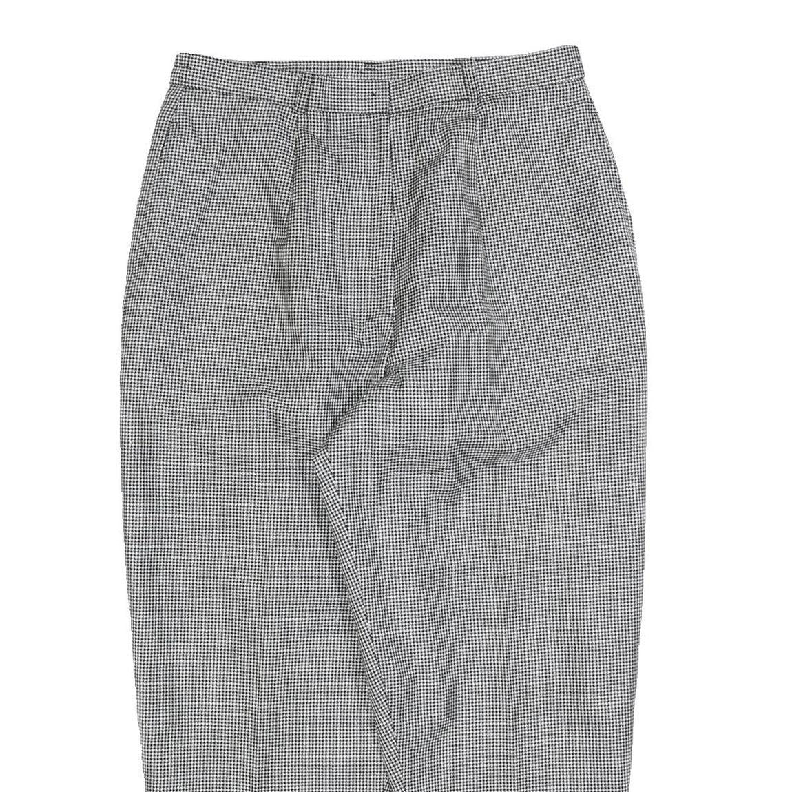 Womens Black White Checked Regular Fit Straight Trousers W30 L25 Zip Waistband