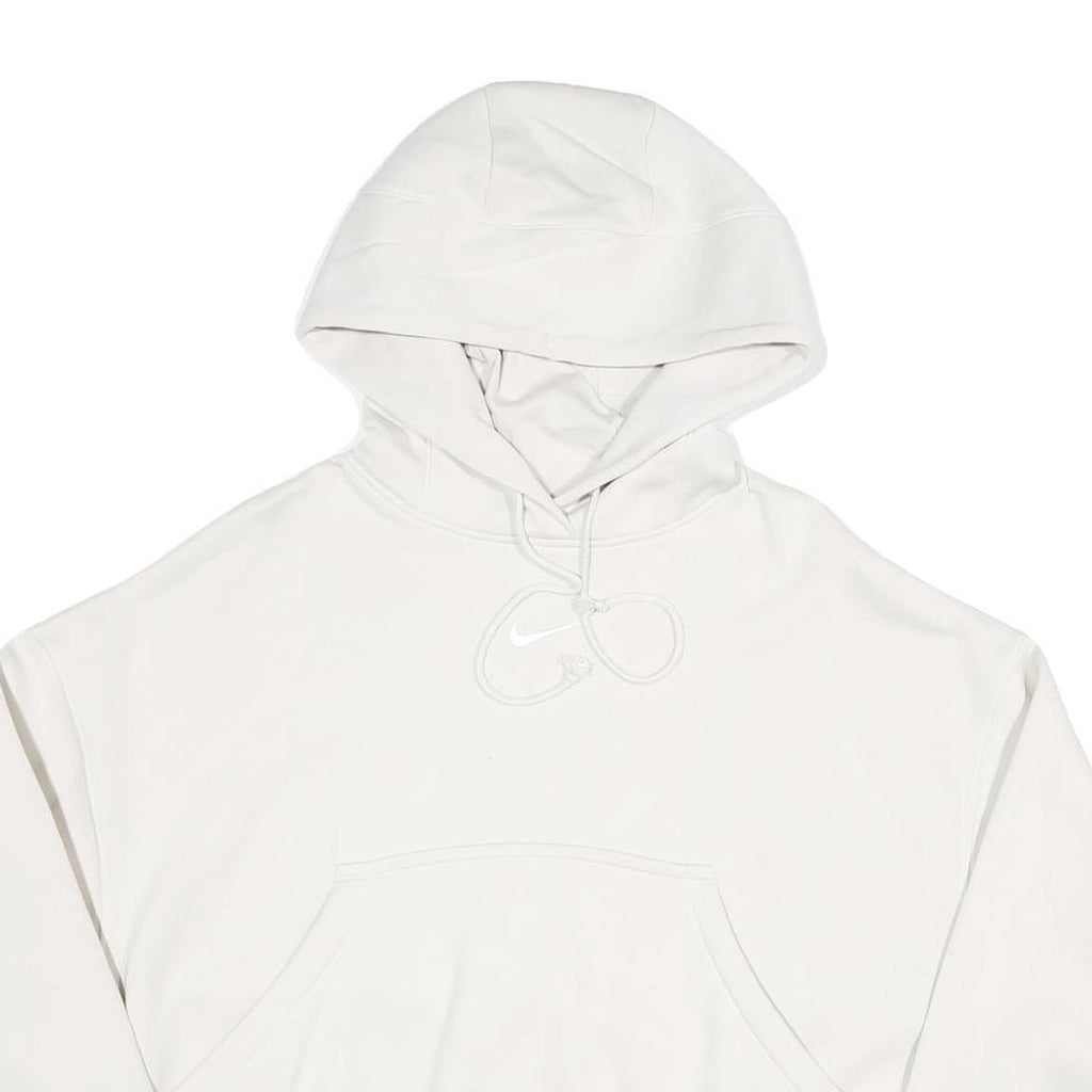 NIKE Womens White Hoodie XS Cotton Blend Pullover Logo Drawstring Hood