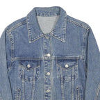 Womens Blue Denim Button Jacket S Cotton Blend Plain Classic Vintage Style