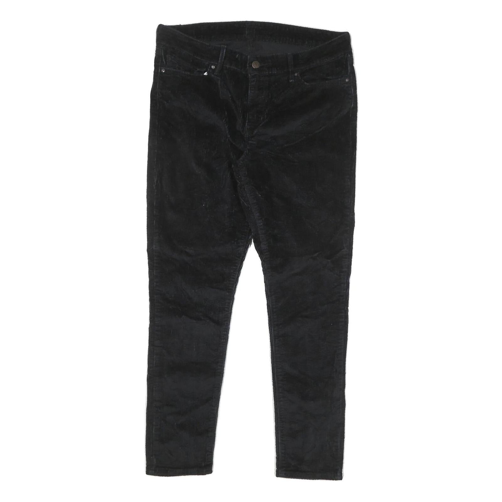 LEVI'S Womens Cotton Blend Black Slim Skinny Trousers W32 L28 Zip Closure
