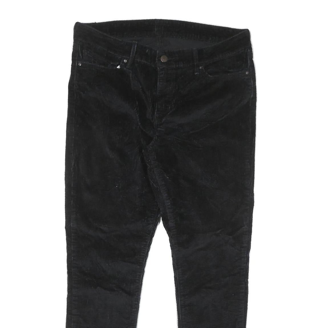 LEVI'S Womens Cotton Blend Black Slim Skinny Trousers W32 L28 Zip Closure