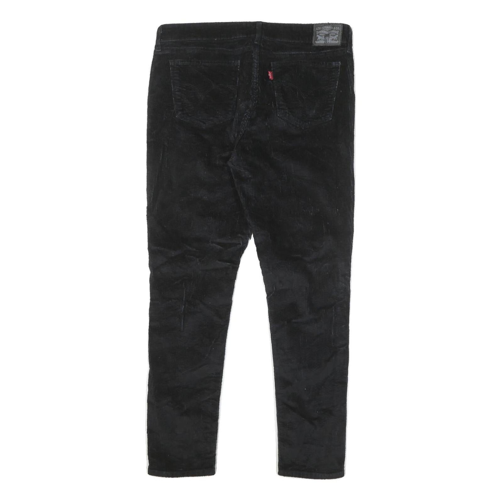 LEVI'S Womens Cotton Blend Black Slim Skinny Trousers W32 L28 Zip Closure