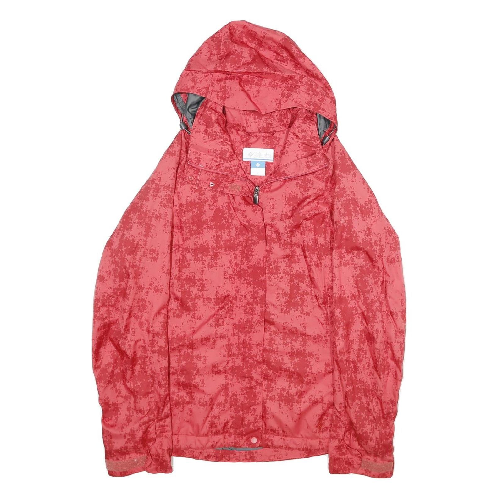 COLUMBIA Womens Red Polyester Outdoor Jacket S Zip Hooded Printed