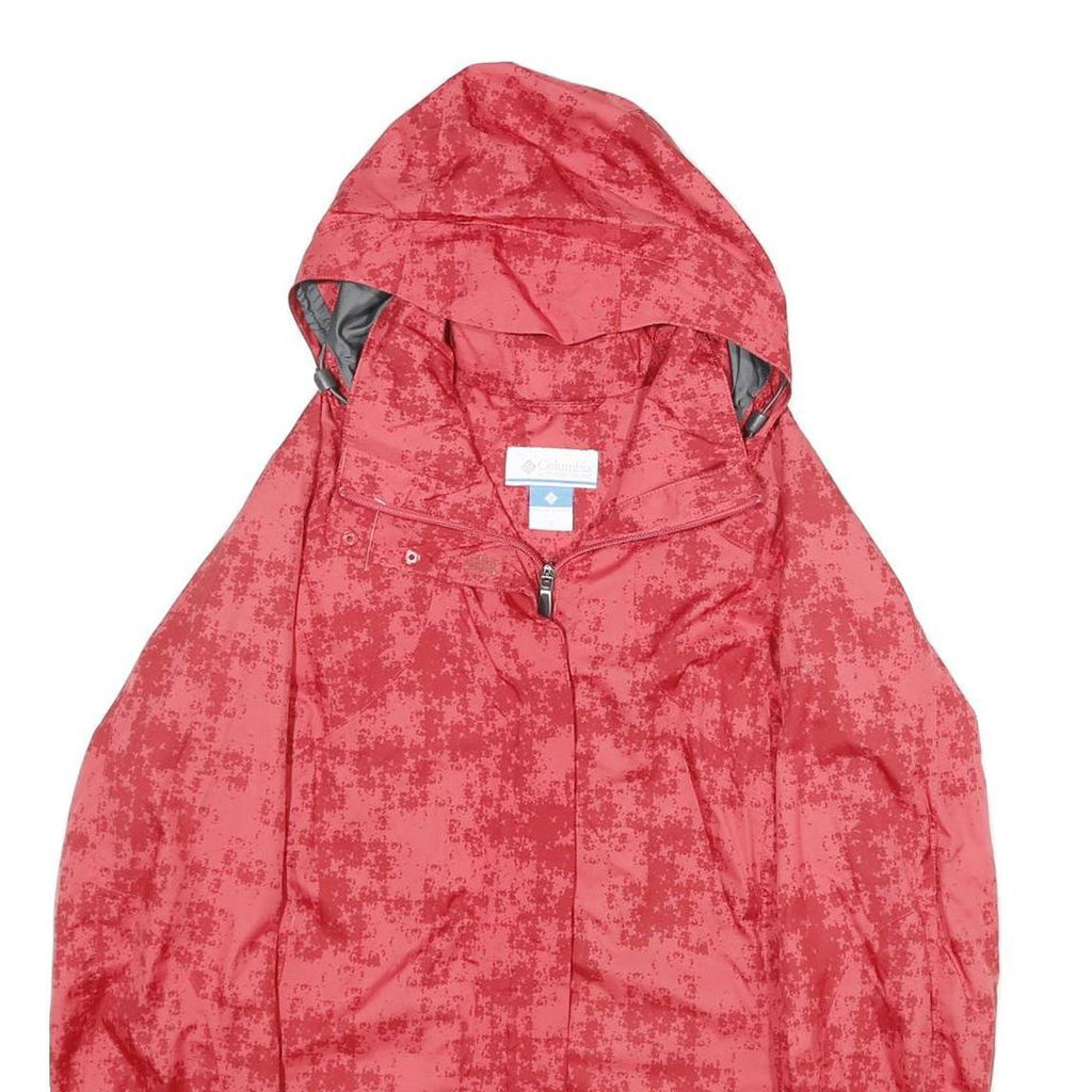 COLUMBIA Womens Red Polyester Outdoor Jacket S Zip Hooded Printed