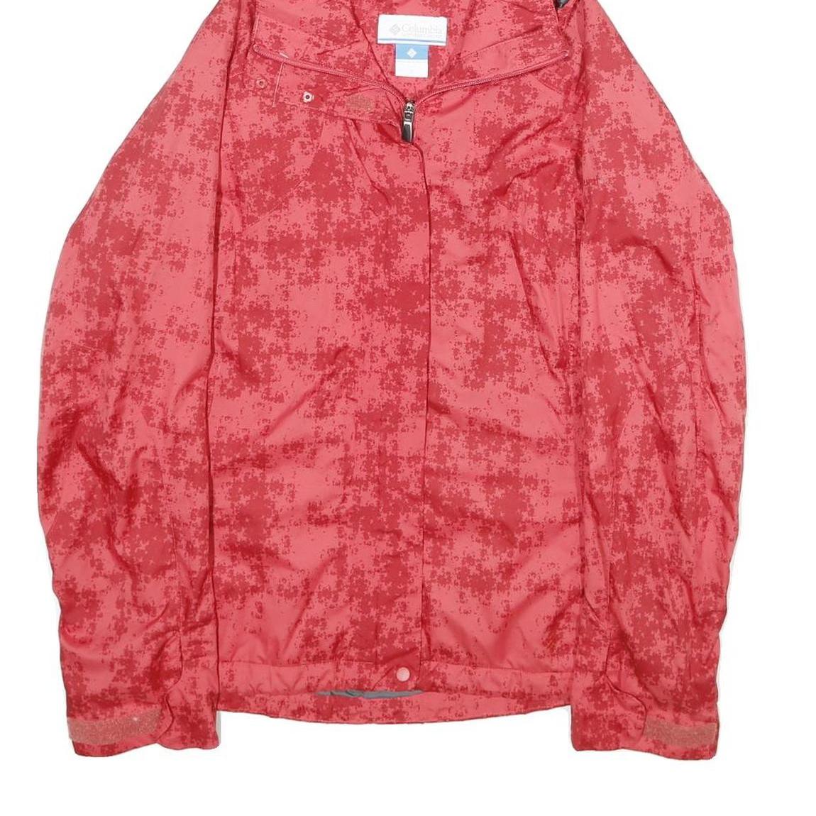 COLUMBIA Womens Red Polyester Outdoor Jacket S Zip Hooded Printed