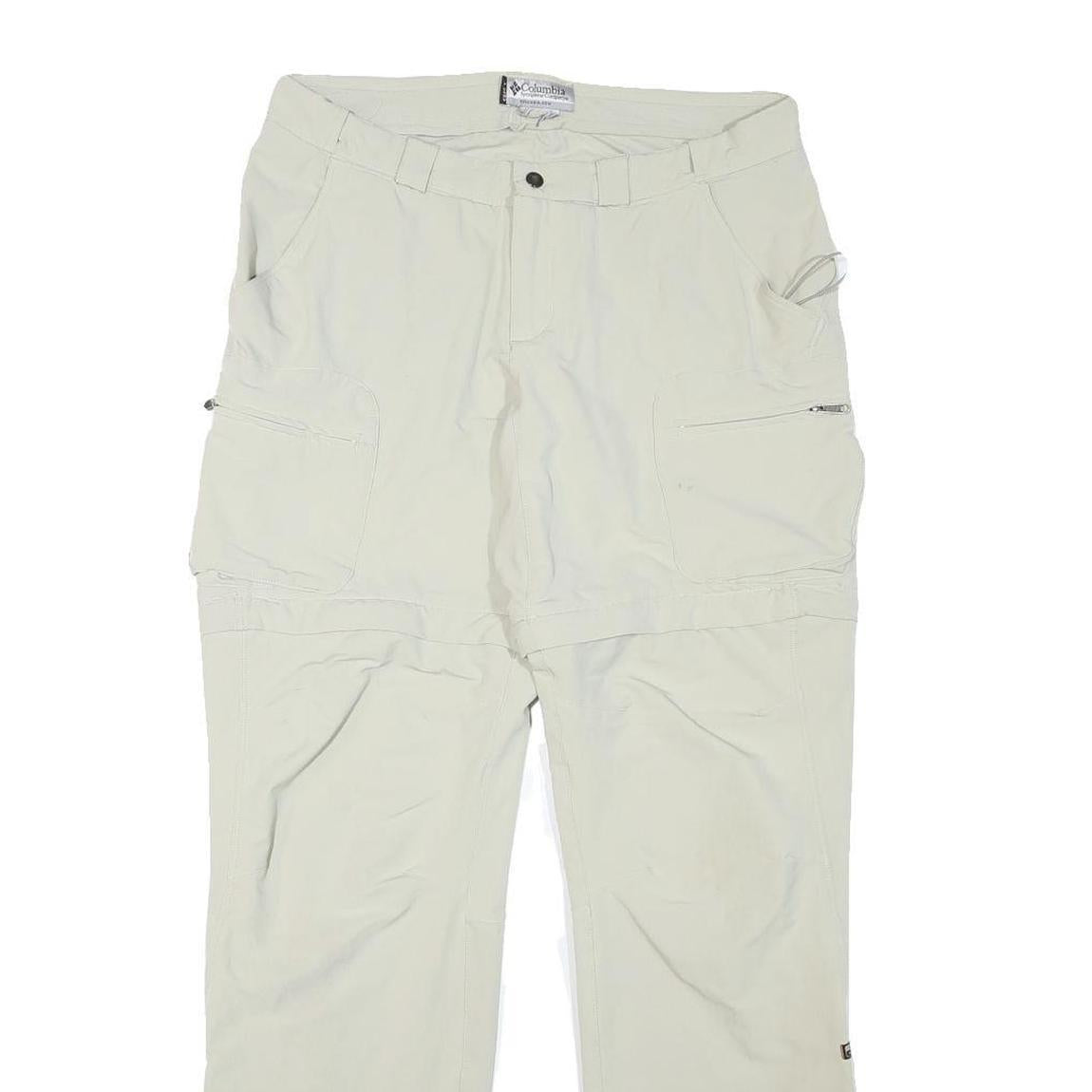 COLUMBIA Mens Regular Fit Beige Outdoor Cargo Trousers W30 L29 Zip Polyester