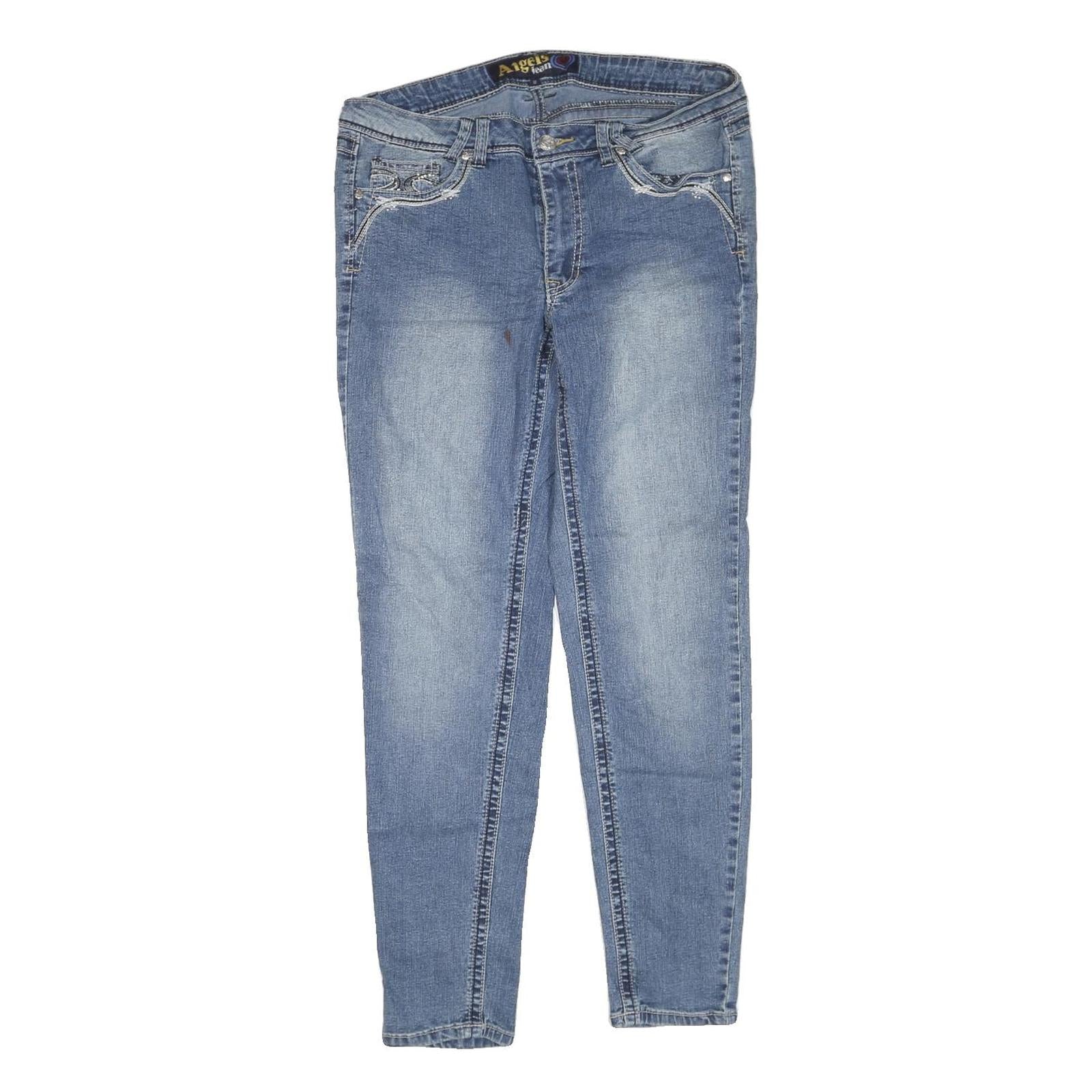 ANGELS Womens Regular Fit Blue Denim Jeans W36 L29 Zip Casual Stylish