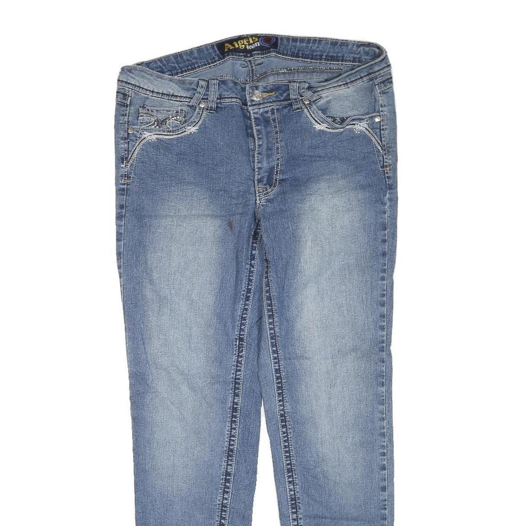 ANGELS Womens Regular Fit Blue Denim Jeans W36 L29 Zip Casual Stylish