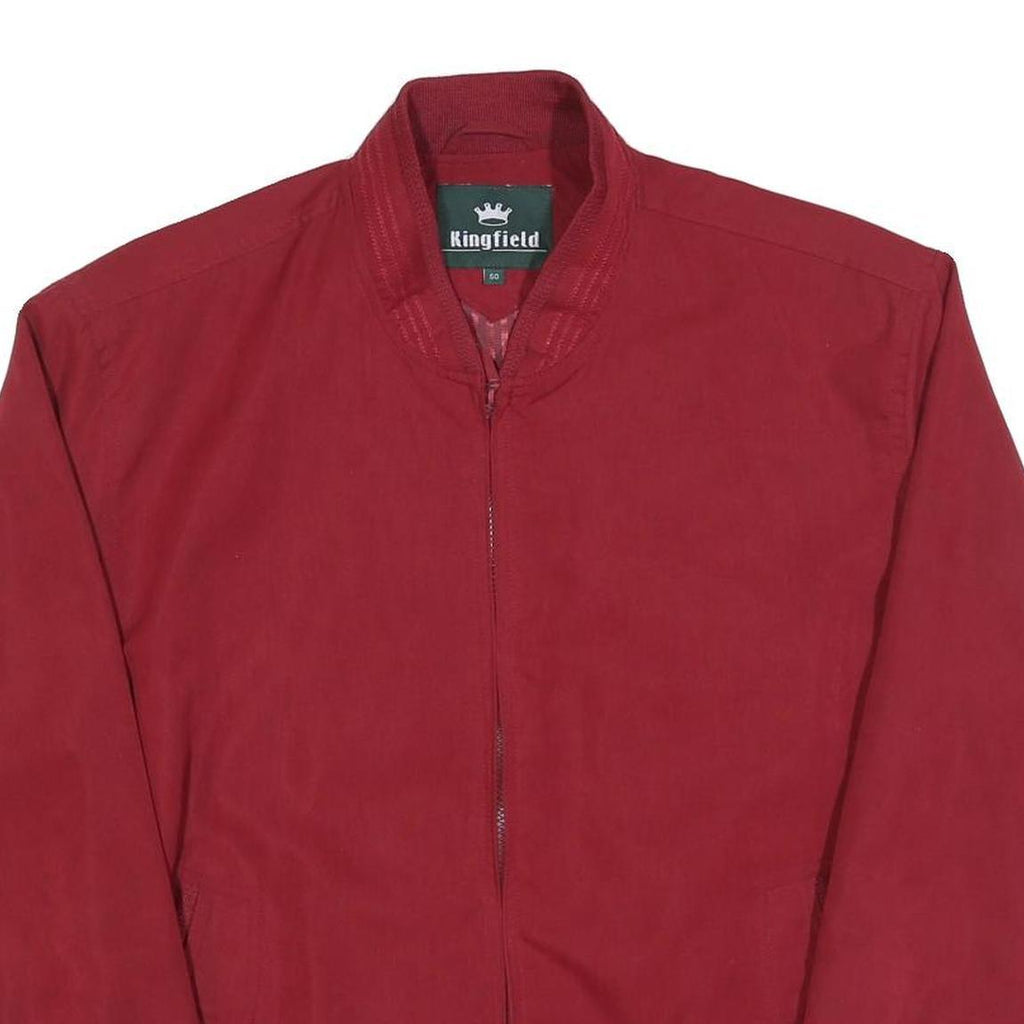 KINGFIELD Mens Red Jacket L Polyester Plain Zip Bomber Casual Outerwear
