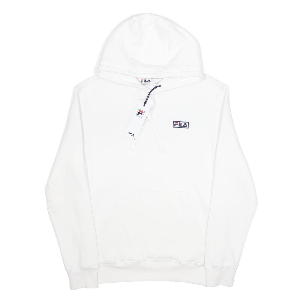 FILA Mens White Pullover Hoodie XS Drawstring Hood Casual Cotton Blend