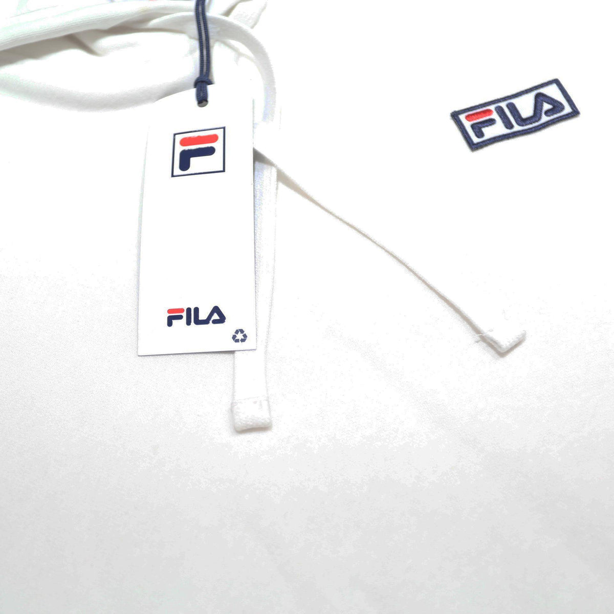 FILA Mens White Pullover Hoodie XS Drawstring Hood Casual Cotton Blend