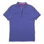 TED BAKER Mens Purple Polo Shirt L Cotton Blend Short Sleeve Classic Fit Stylish