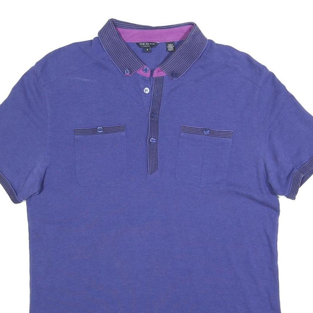 TED BAKER Mens Purple Polo Shirt L Cotton Blend Short Sleeve Classic Fit Stylish