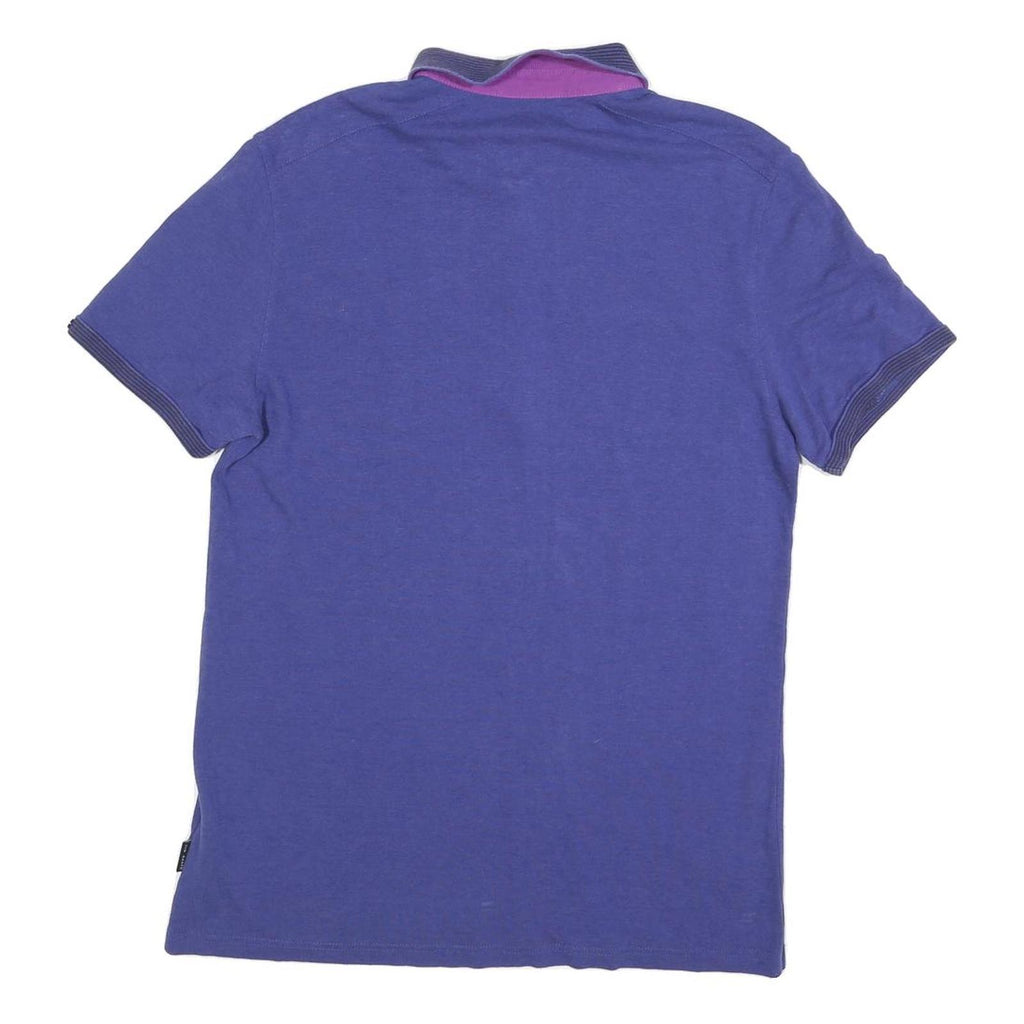TED BAKER Mens Purple Polo Shirt L Cotton Blend Short Sleeve Classic Fit Stylish