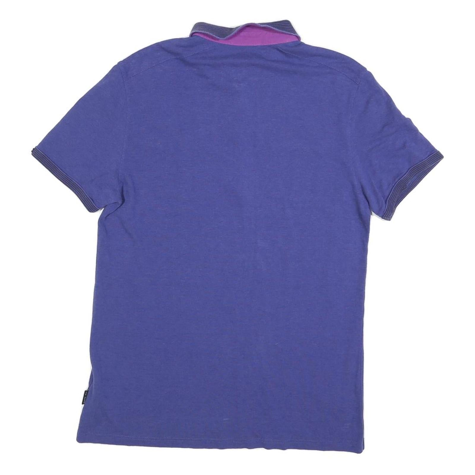 TED BAKER Mens Purple Polo Shirt L Cotton Blend Short Sleeve Classic Fit Stylish