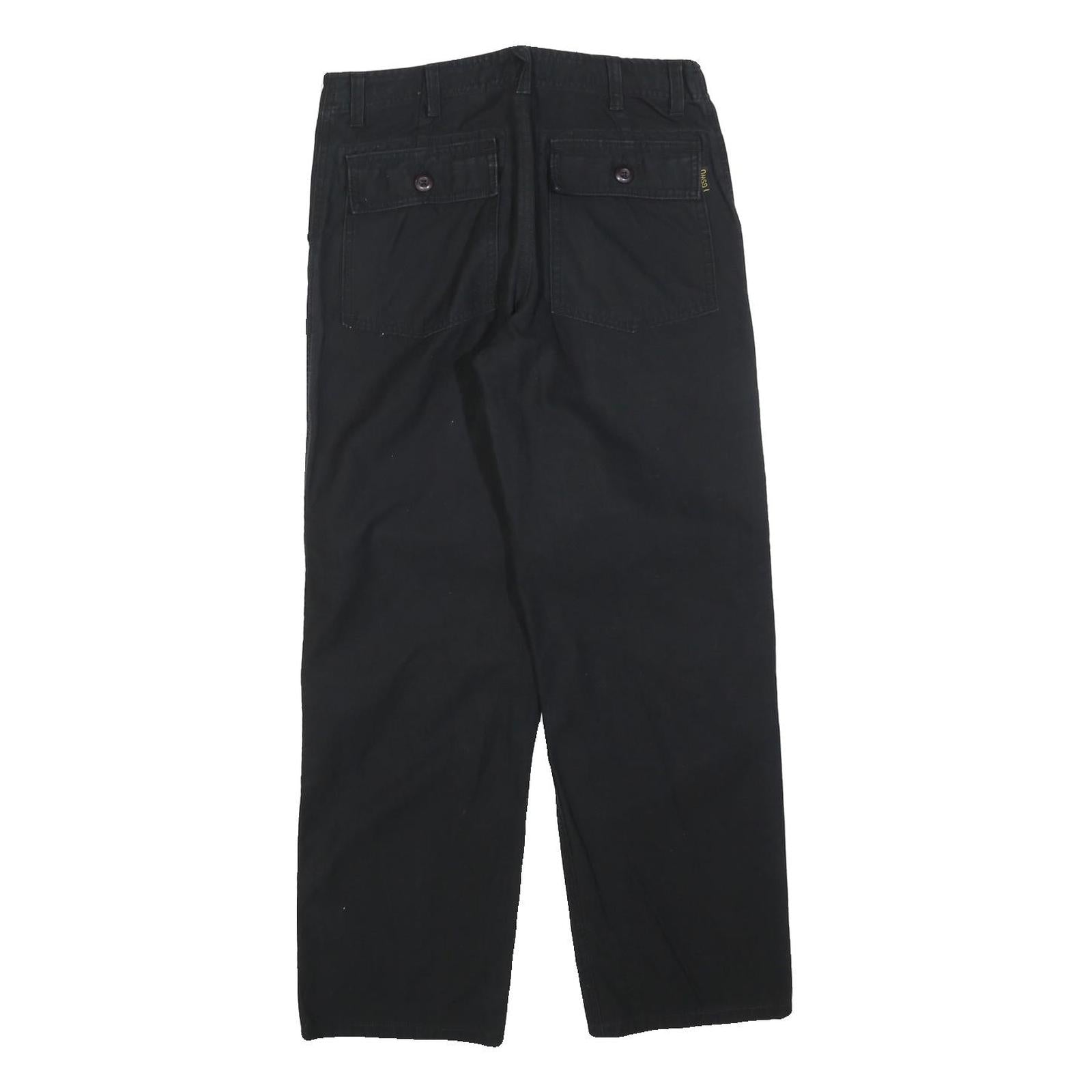 GSWD Womens Black Regular Fit Straight Leg Trousers W30 L28 Cotton Blend Zip