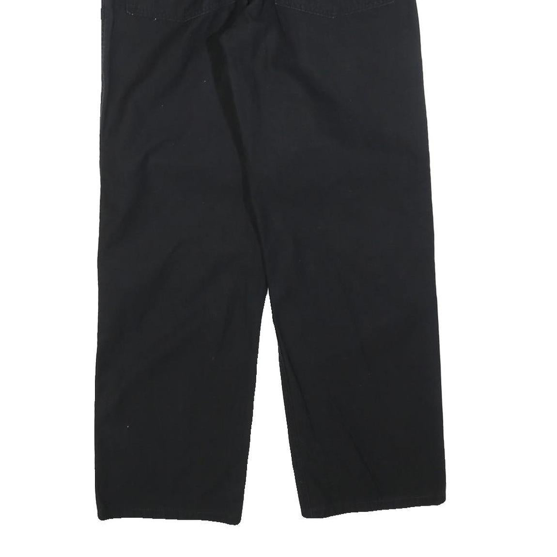 GSWD Womens Black Regular Fit Straight Leg Trousers W30 L28 Cotton Blend Zip