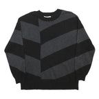 LIZ CLAIBORNE Womens Black & Grey Patterned Crew Neck Chunky Knit Jumper M