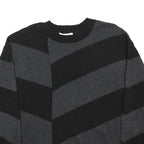 LIZ CLAIBORNE Womens Black & Grey Patterned Crew Neck Chunky Knit Jumper M