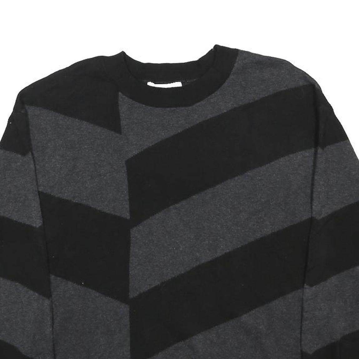 LIZ CLAIBORNE Womens Black & Grey Patterned Crew Neck Chunky Knit Jumper M