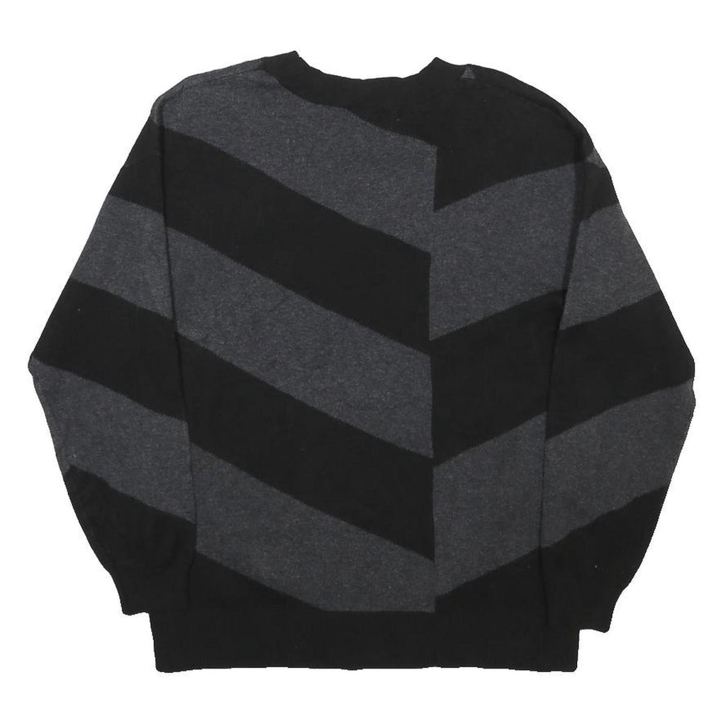 LIZ CLAIBORNE Womens Black & Grey Patterned Crew Neck Chunky Knit Jumper M
