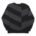 LIZ CLAIBORNE Womens Black & Grey Patterned Crew Neck Chunky Knit Jumper M