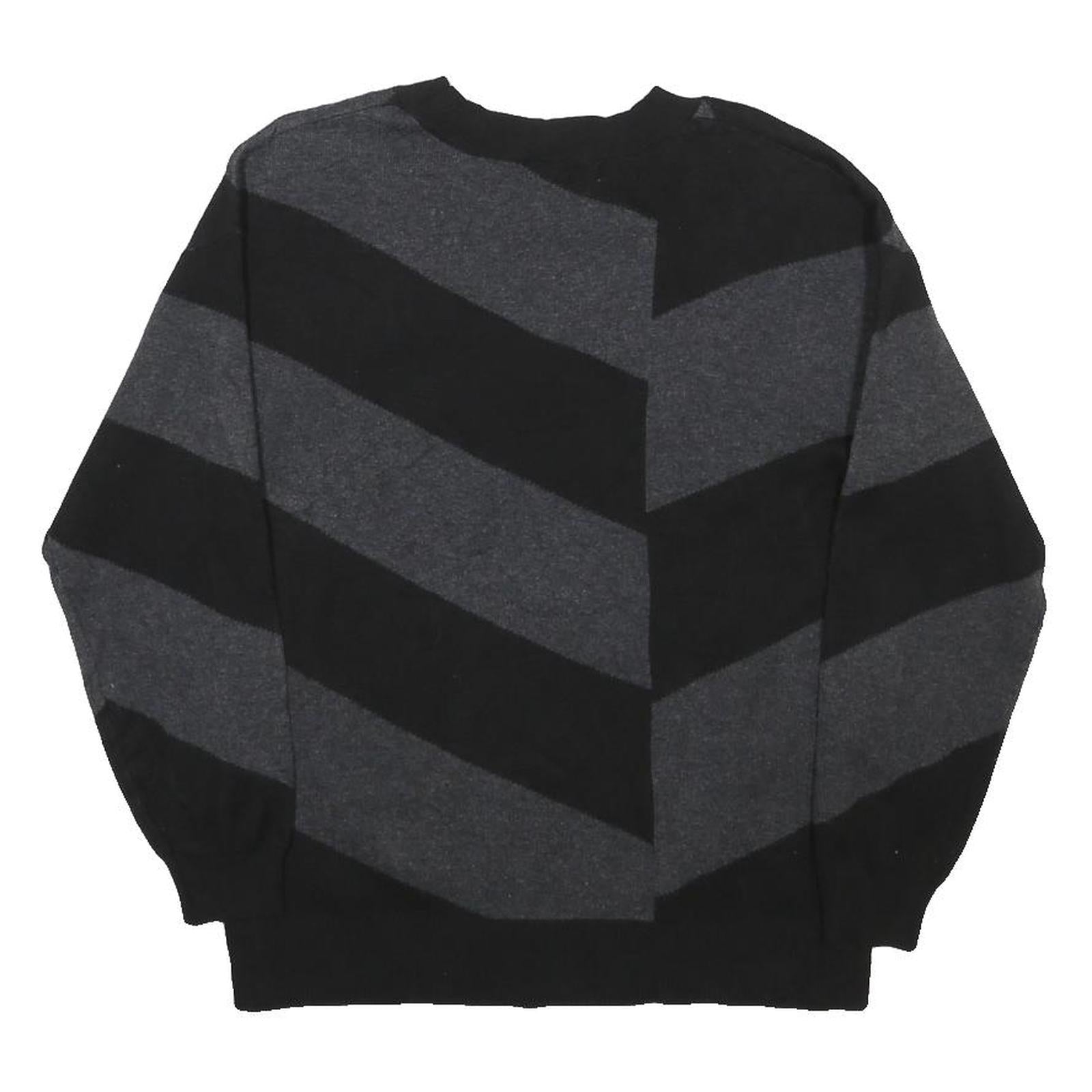LIZ CLAIBORNE Womens Black & Grey Patterned Crew Neck Chunky Knit Jumper M