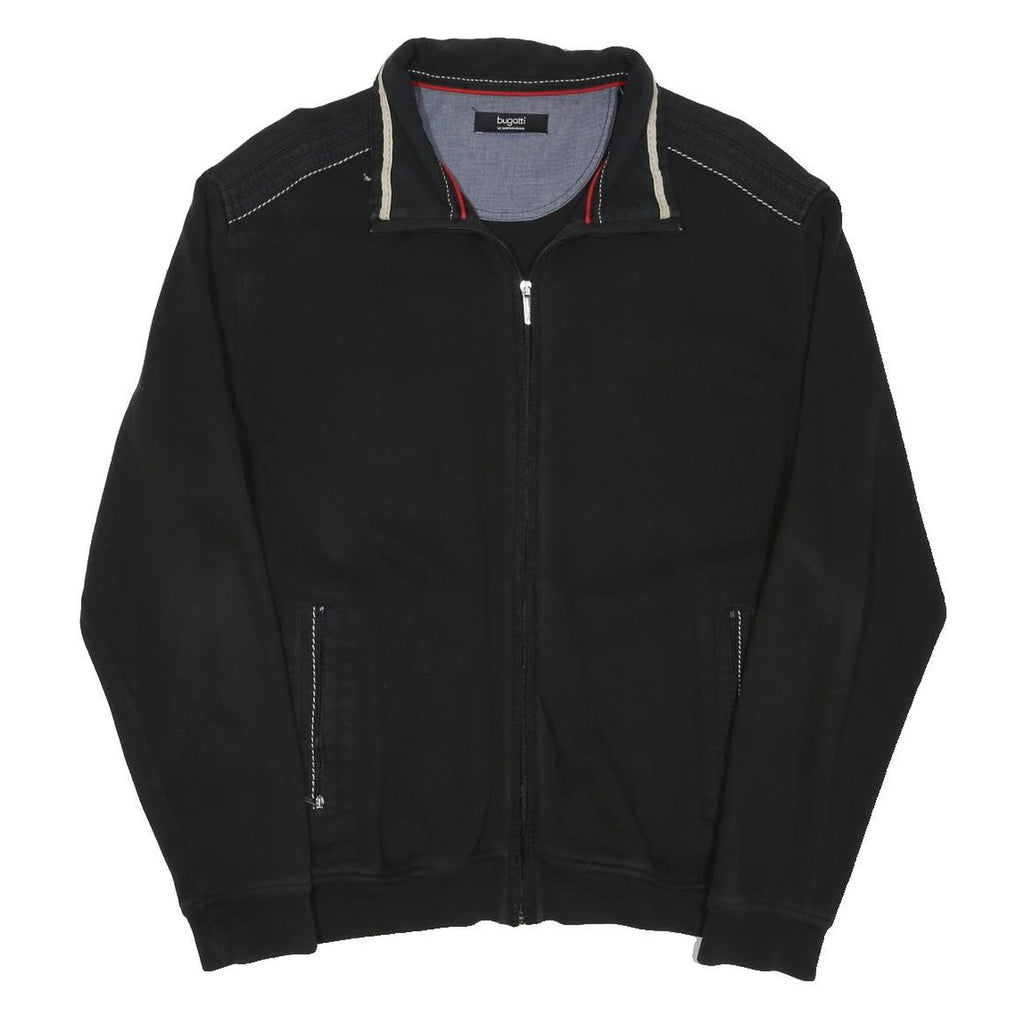 BUGATTI Mens Black Cotton Blend Zip Jacket M Casual Lightweight Comfortable