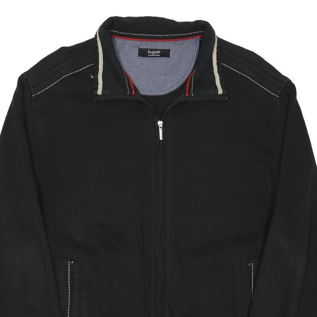 BUGATTI Mens Black Cotton Blend Zip Jacket M Casual Lightweight Comfortable