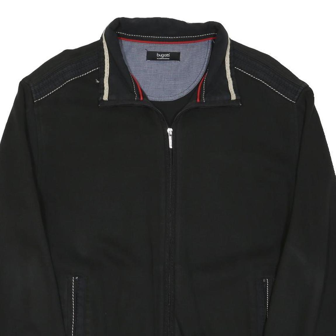 BUGATTI Mens Black Cotton Blend Zip Jacket M Casual Lightweight Comfortable