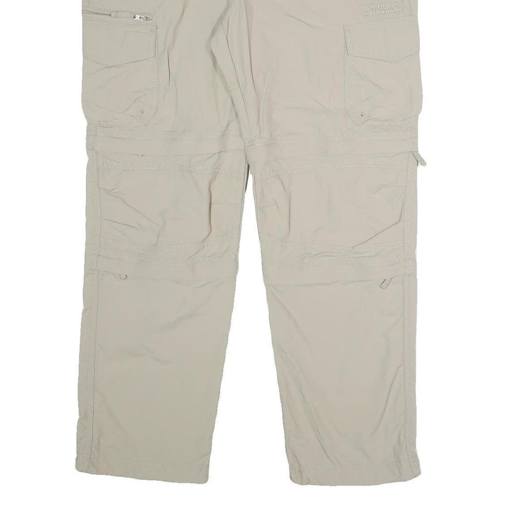 C&A Mens Relaxed Beige Polyester Blend Zip Cargo Trousers W36 L30 Outdoor
