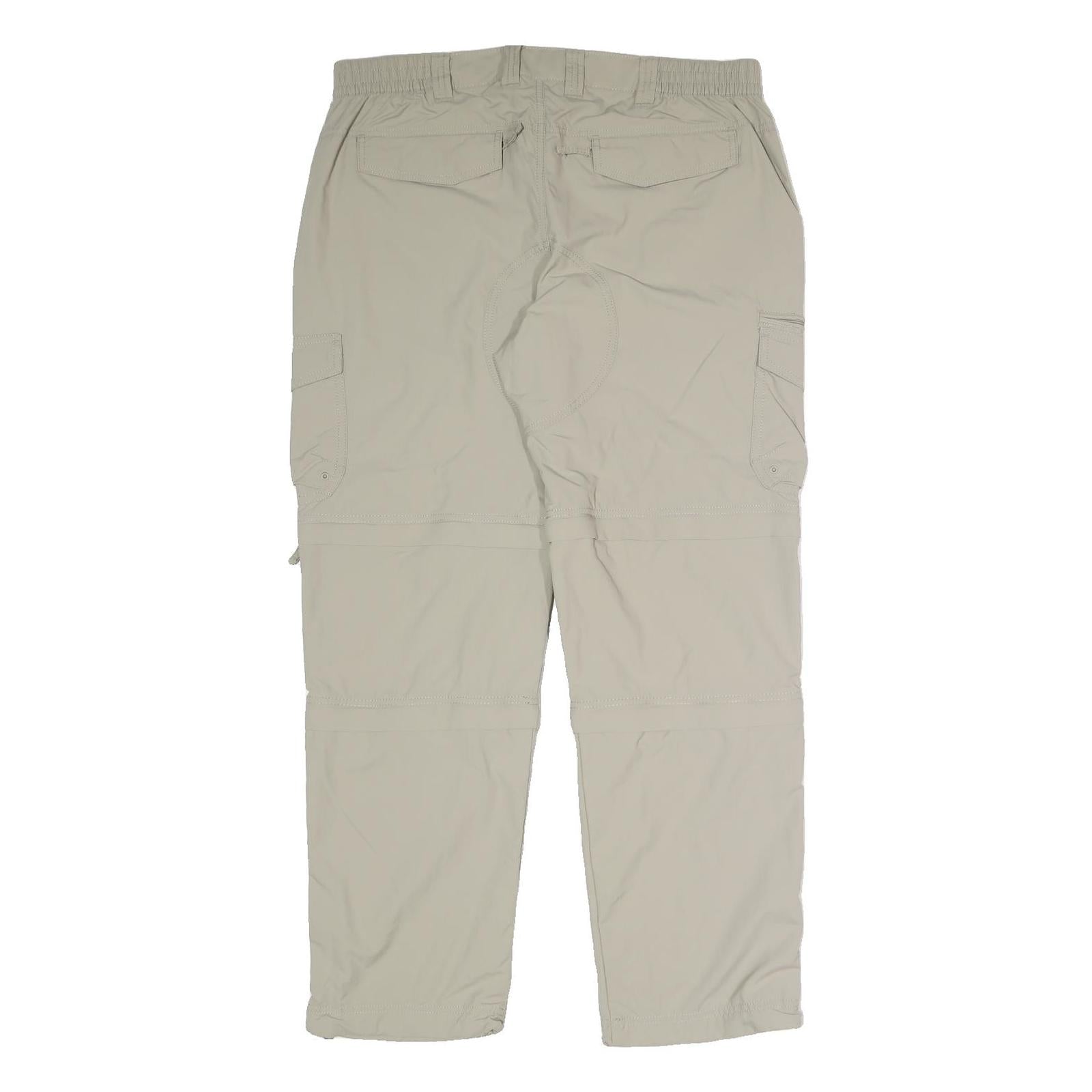 C&A Mens Relaxed Beige Polyester Blend Zip Cargo Trousers W36 L30 Outdoor