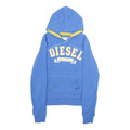 DIESEL Womens Blue Hoodie M Cotton Blend Pullover with Kangaroo Pocket